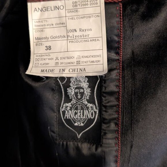 Angelino MAJESTY Gold Black Long Men's Blazer Suit Jacket Coat Size 38 - Picture 7 of 8